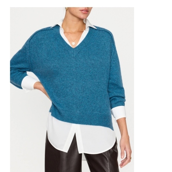 Brochu Walker Women's Looker Layered V-Neck in Laguna Blue - Picture 2 of 6